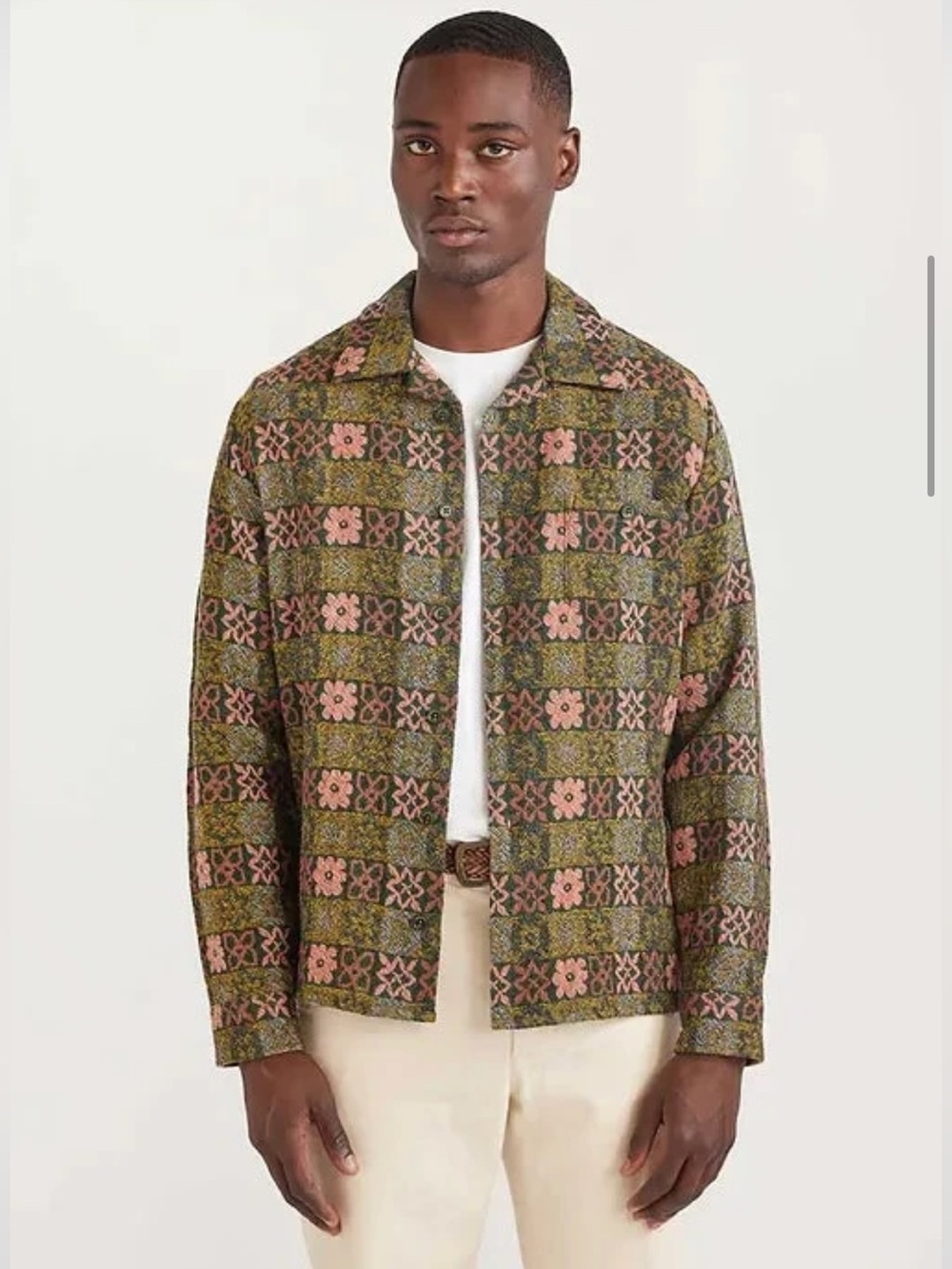 PERCIVAL Ashdown Wildflower Wool Shirt — GREEN MULTI Size XXL